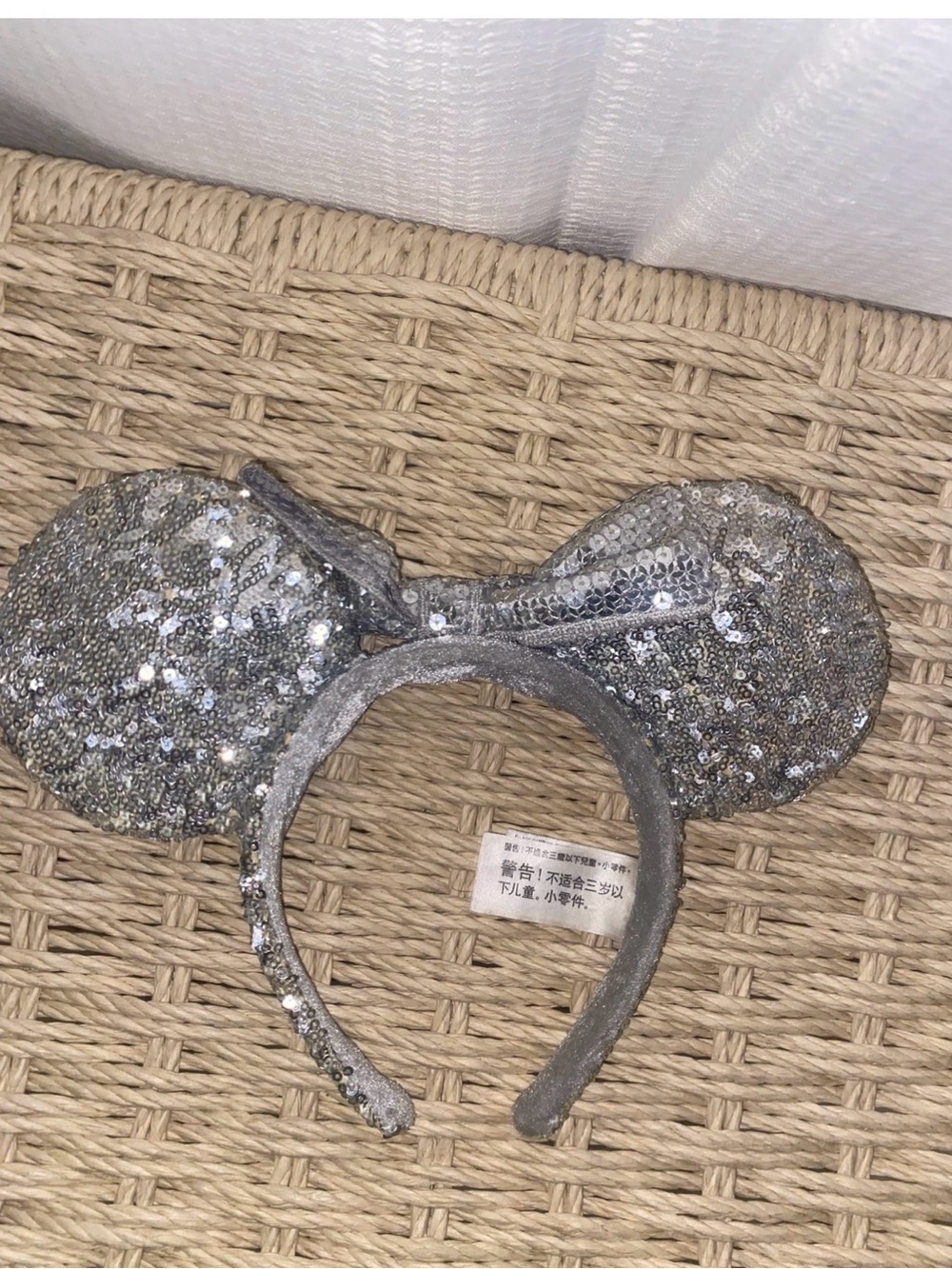 Disney Silver Sequin Minnie Ear Headband Disneyland